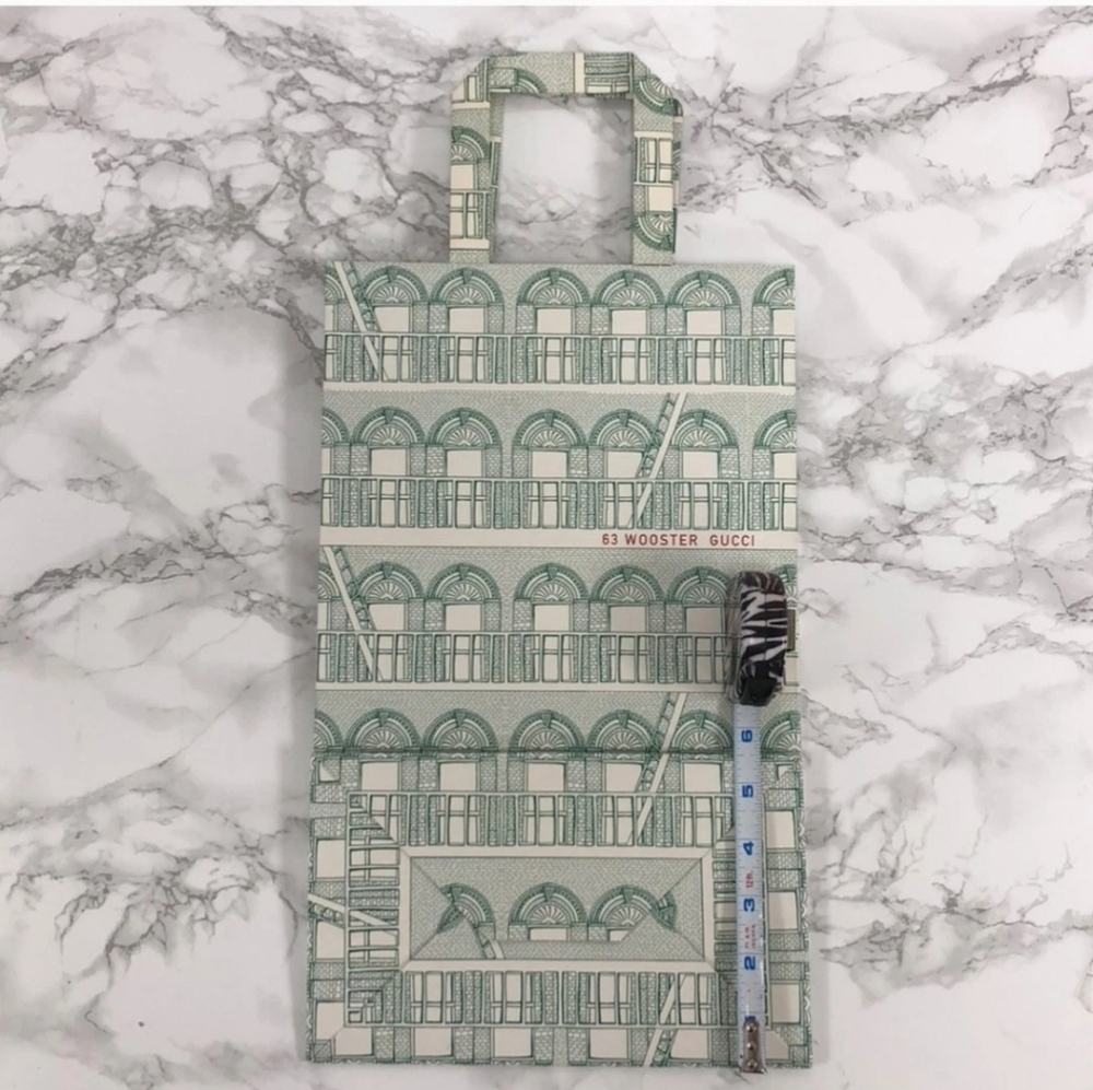 Gucci Wooster Architectural Green and Paper Shopping Bag - Picture 5 of 6